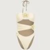 Rosette Cut Out One Piece (Faux Suede Cream/Cream)(Rosette Cut Out One Piece Faux Suede Cream Cream) -SAME FAHION STORE IMG 1505 51