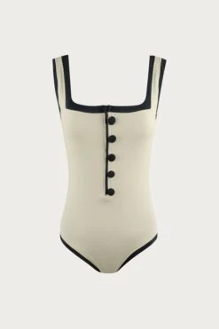 The Grace Tank One Piece (Ribbed Cream/Black)(The Grace Tank One Piece Ribbed Cream Black)