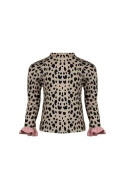 Ruffle Rashguard (leopard/ribbed Blush)(Ruffle Rashguard Leopard Ribbed Blush)