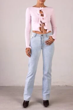 Ruffle Hem Top (Pale Pink)(Ruffle Hem Top Pale Pink) 11 Ruffle Hem Top (Pale Pink)(Ruffle Hem Top Pale Pink) -SAME FAHION STORE RTW R2548