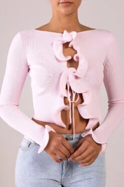 Ruffle Hem Top (Pale Pink)(Ruffle Hem Top Pale Pink) 12 Ruffle Hem Top (Pale Pink)(Ruffle Hem Top Pale Pink) -SAME FAHION STORE RTW R2549