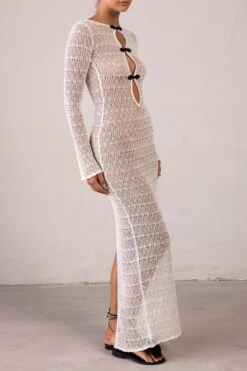 Keyhole Crochet Dress (Cream/Black)(Keyhole Crochet Dress Cream Black) 11 Keyhole Crochet Dress (Cream/Black)(Keyhole Crochet Dress Cream Black) -SAME FAHION STORE RTW R257