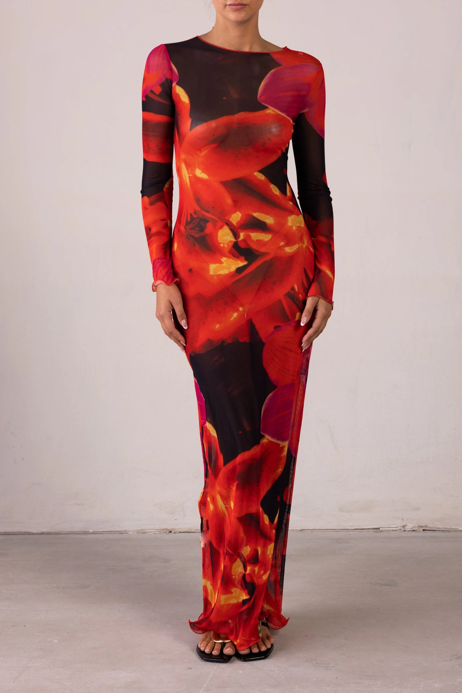 Mesh Maxi Dress (Red Tropical)(Mesh Maxi Dress Red Tropical) 6 Mesh Maxi Dress (Red Tropical)(Mesh Maxi Dress Red Tropical) - Image 4