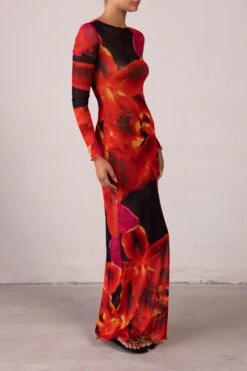 Mesh Maxi Dress (Red Tropical)(Mesh Maxi Dress Red Tropical) 13 Mesh Maxi Dress (Red Tropical)(Mesh Maxi Dress Red Tropical) -SAME FAHION STORE RTW R2578