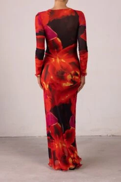 Mesh Maxi Dress (Red Tropical)(Mesh Maxi Dress Red Tropical) 14 Mesh Maxi Dress (Red Tropical)(Mesh Maxi Dress Red Tropical) -SAME FAHION STORE RTW R2579