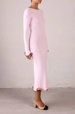 Ruffle Hem Midi Dress (Baby Pink)(Ruffle Hem Midi Dress Baby Pink) 13 Ruffle Hem Midi Dress (Baby Pink)(Ruffle Hem Midi Dress Baby Pink) -SAME FAHION STORE RTW R2584