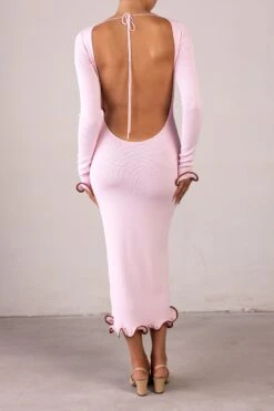 Ruffle Hem Midi Dress (Baby Pink)(Ruffle Hem Midi Dress Baby Pink) 14 Ruffle Hem Midi Dress (Baby Pink)(Ruffle Hem Midi Dress Baby Pink) -SAME FAHION STORE RTW R2585