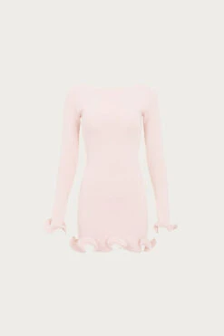 Ruffle Hem Mini Dress (Pale Pink)(Ruffle Hem Mini Dress Pale Pink)
