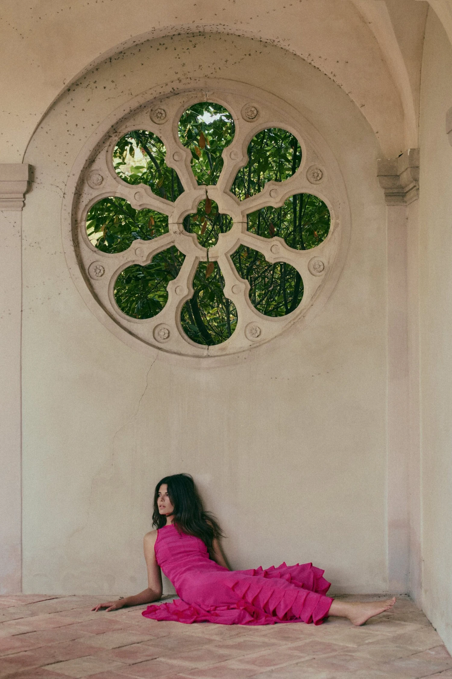 Tiered Chiffon Gown (Fuchsia)(Tiered Chiffon Gown Fuchsia) 3 Tiered Chiffon Gown (Fuchsia)(Tiered Chiffon Gown Fuchsia) - Image 2