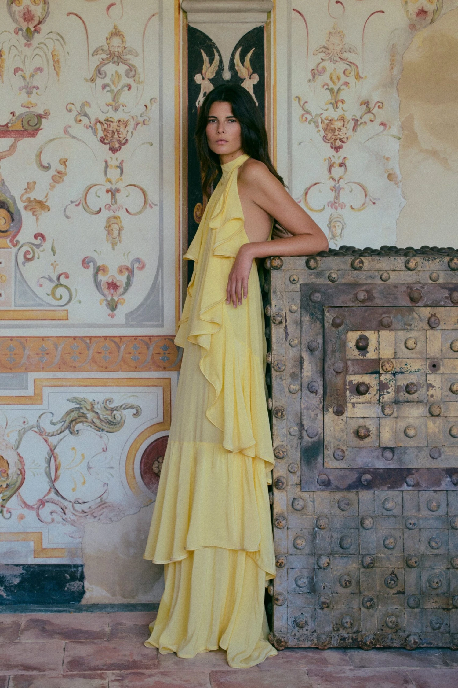 Layered Chiffon Gown (Butter Yellow)(Layered Chiffon Gown Butter Yellow) 4 Layered Chiffon Gown (Butter Yellow)(Layered Chiffon Gown Butter Yellow) - Image 2