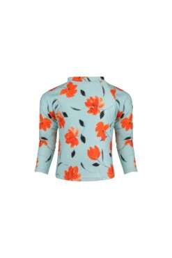 Unisex Rashguard (blue Orange Floral)(Unisex Rashguard Blue Orange Floral)