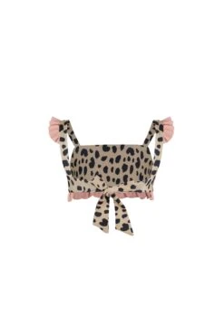Ruffle Bandeau Top (leopard/ribbed Blush)(Mini Me Top Leopard Ribbed Blush) -SAME FAHION STORE SU 5.2.2