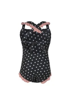 Ruffle One Piece (black White Polka Dot/ribbed Blush)(Mini Me One Piece Black White Polka Dot Ribbed Blush) 7 Ruffle One Piece (black White Polka Dot/ribbed Blush)(Mini Me One Piece Black White Polka Dot Ribbed Blush) -SAME FAHION STORE SU 6.1.2