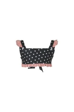 Ruffle Bandeau Top (black White Polka Dot/ribbed Blush)(Mini Me Top Black White Polka Dot Ribbed Blush)