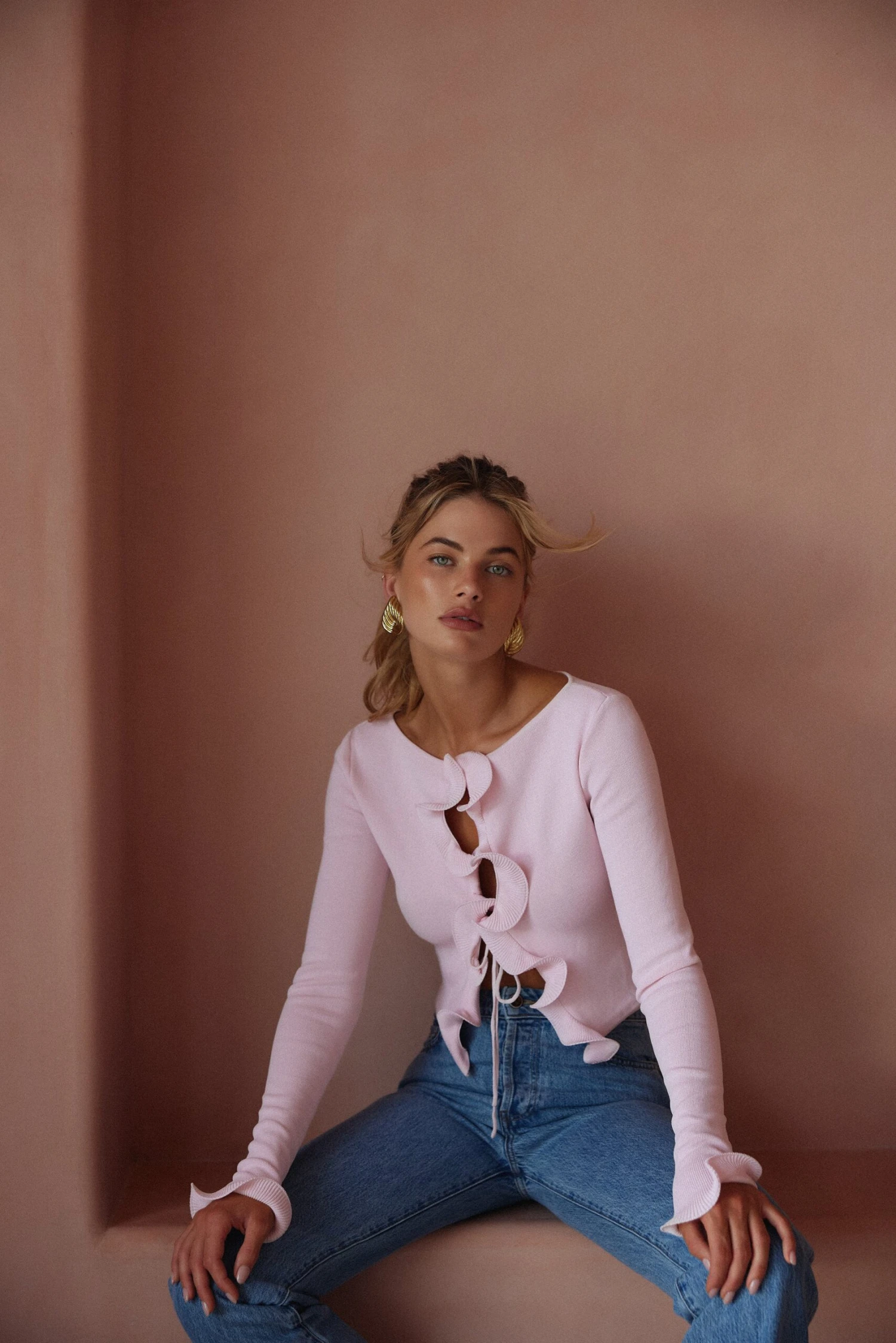 Ruffle Hem Top (Pale Pink)(Ruffle Hem Top Pale Pink) 4 Ruffle Hem Top (Pale Pink)(Ruffle Hem Top Pale Pink) - Image 2