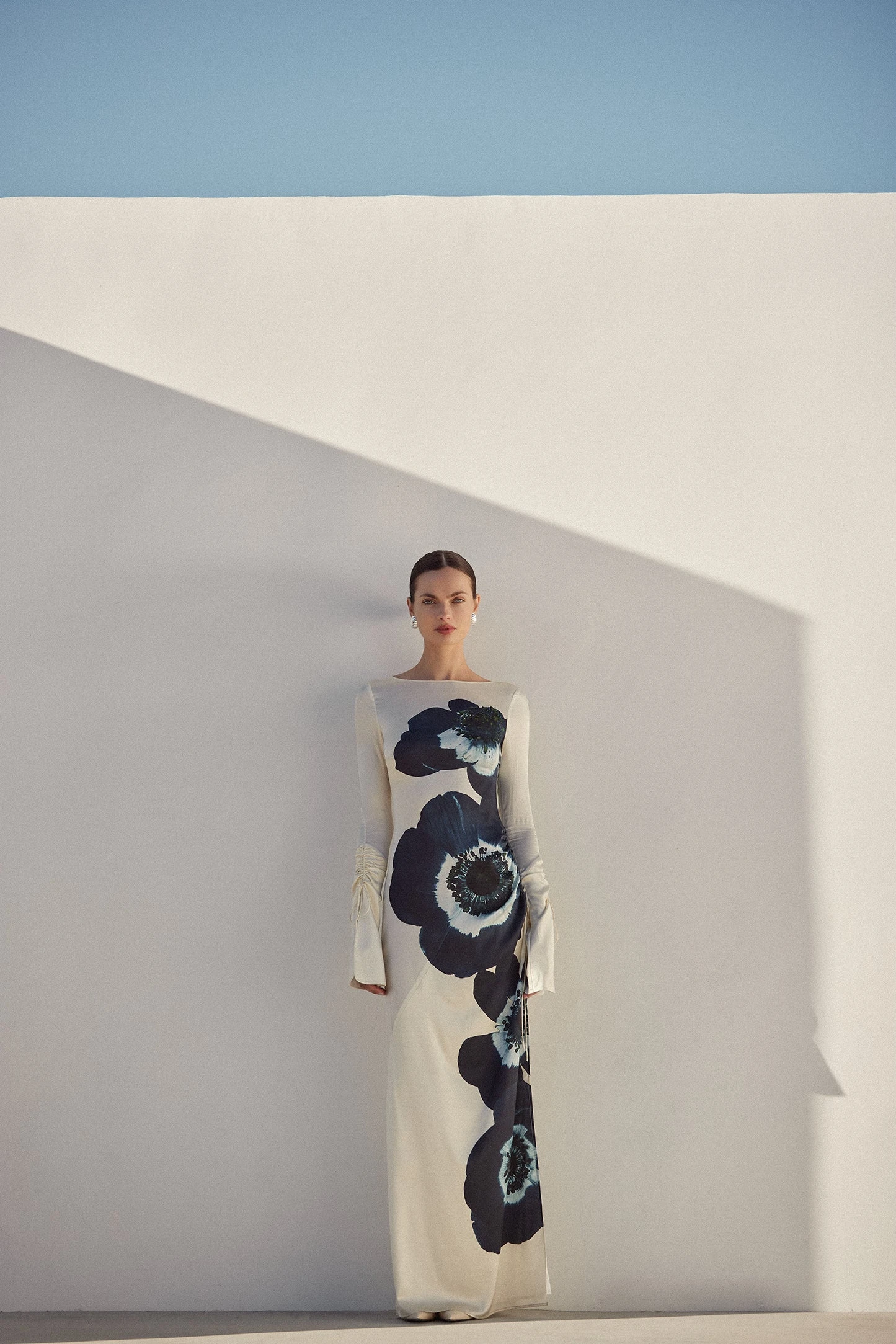 Silk Floral Gown (Cream/Navy)(Silk Floral Gown Cream Navy) 4 Silk Floral Gown (Cream/Navy)(Silk Floral Gown Cream Navy) - Image 2