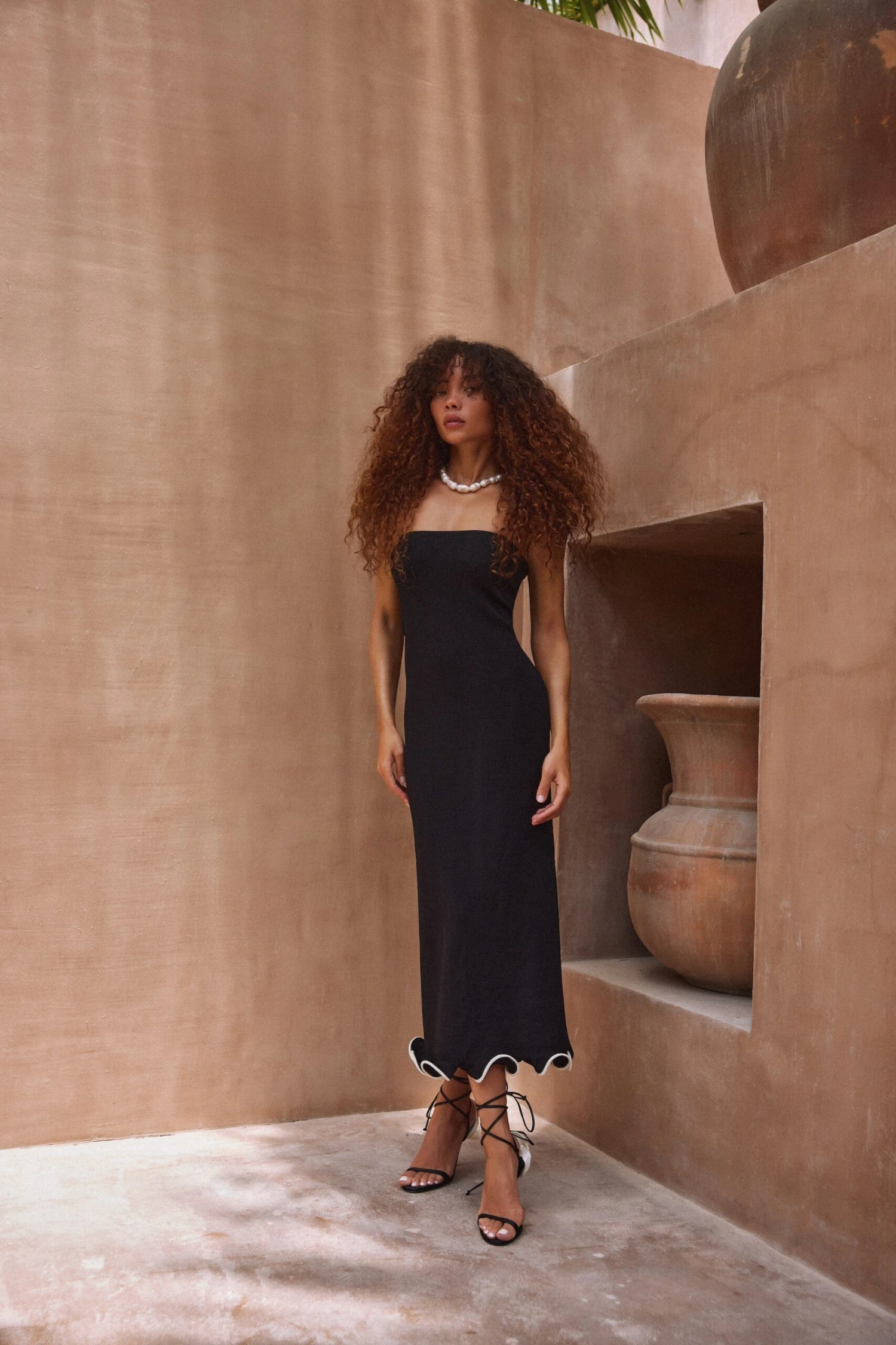 Ruffle Hem Strapless Dress (Black/Cream)(Ruffle Hem Strapless Dress Black Cream) 4 Ruffle Hem Strapless Dress (Black/Cream)(Ruffle Hem Strapless Dress Black Cream) - Image 2