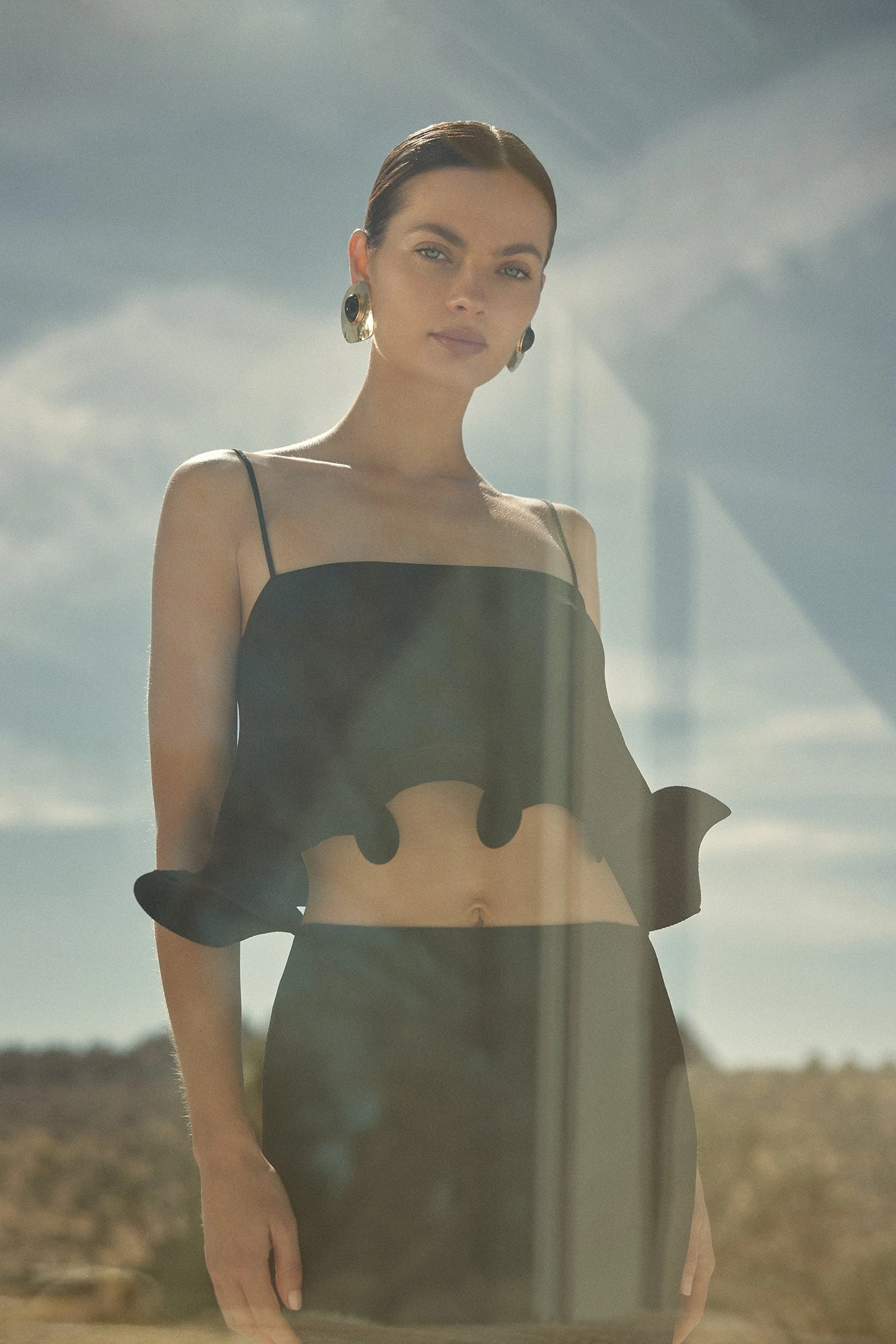 Ruffle Hem Crop Top (Black)(Ruffle Hem Crop Top Black) 5 Ruffle Hem Crop Top (Black)(Ruffle Hem Crop Top Black) - Image 3