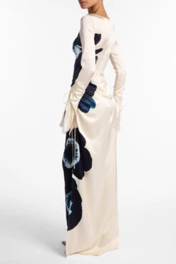 Silk Floral Gown (Cream/Navy)(Silk Floral Gown Cream Navy) 12 Silk Floral Gown (Cream/Navy)(Silk Floral Gown Cream Navy) -SAME FAHION STORE SilkGown 1.3