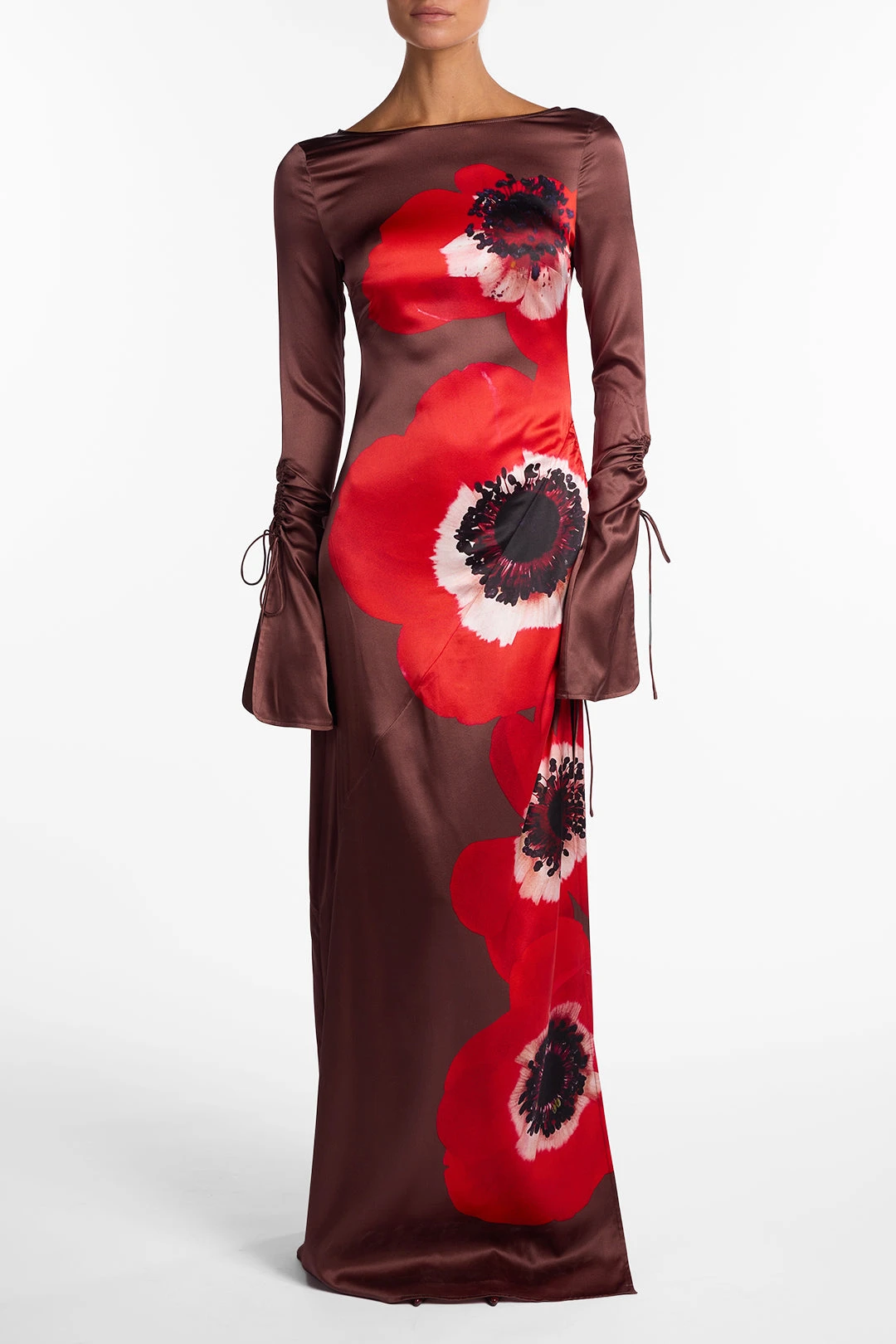 Silk Floral Gown (Brown/Red)(Silk Floral Gown Brown Red) 5 Silk Floral Gown (Brown/Red)(Silk Floral Gown Brown Red) - Image 3