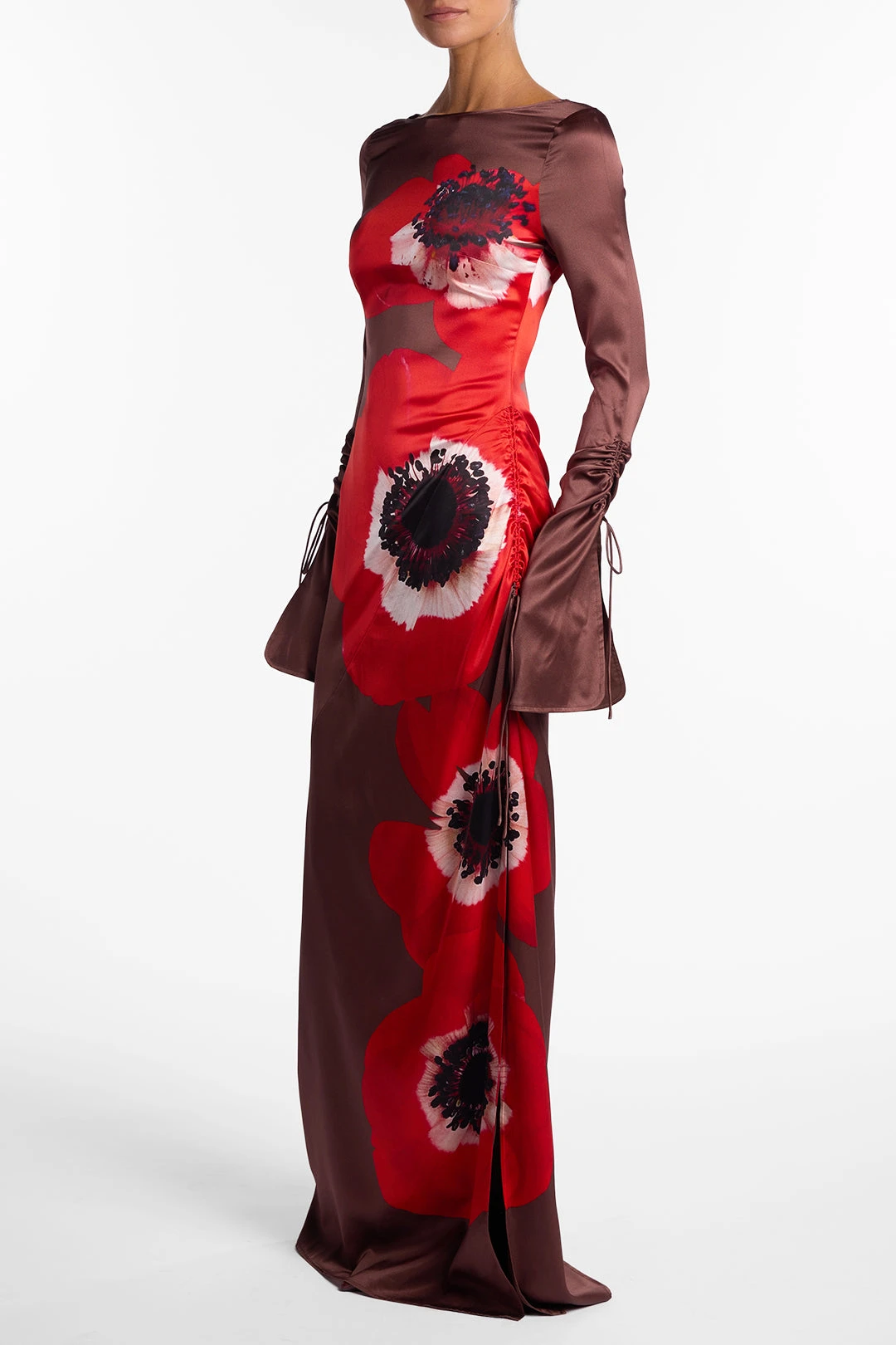 Silk Floral Gown (Brown/Red)(Silk Floral Gown Brown Red) 6 Silk Floral Gown (Brown/Red)(Silk Floral Gown Brown Red) - Image 4