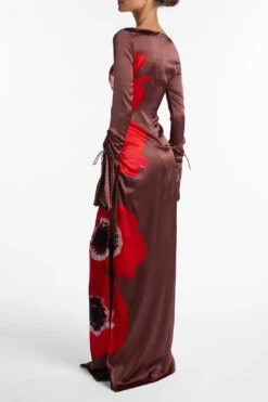 Silk Floral Gown (Brown/Red)(Silk Floral Gown Brown Red) 12 Silk Floral Gown (Brown/Red)(Silk Floral Gown Brown Red) -SAME FAHION STORE SilkGown 3.3
