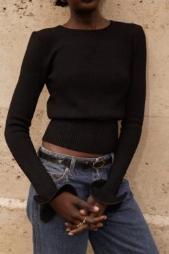 Ruffle Hem Sweater (Black)(Ruffle Hem Sweater Black) 11 Ruffle Hem Sweater (Black)(Ruffle Hem Sweater Black) -SAME FAHION STORE image00001